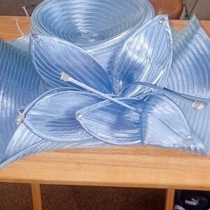 Blue Satin Bucket Hat with Spiral Stitching